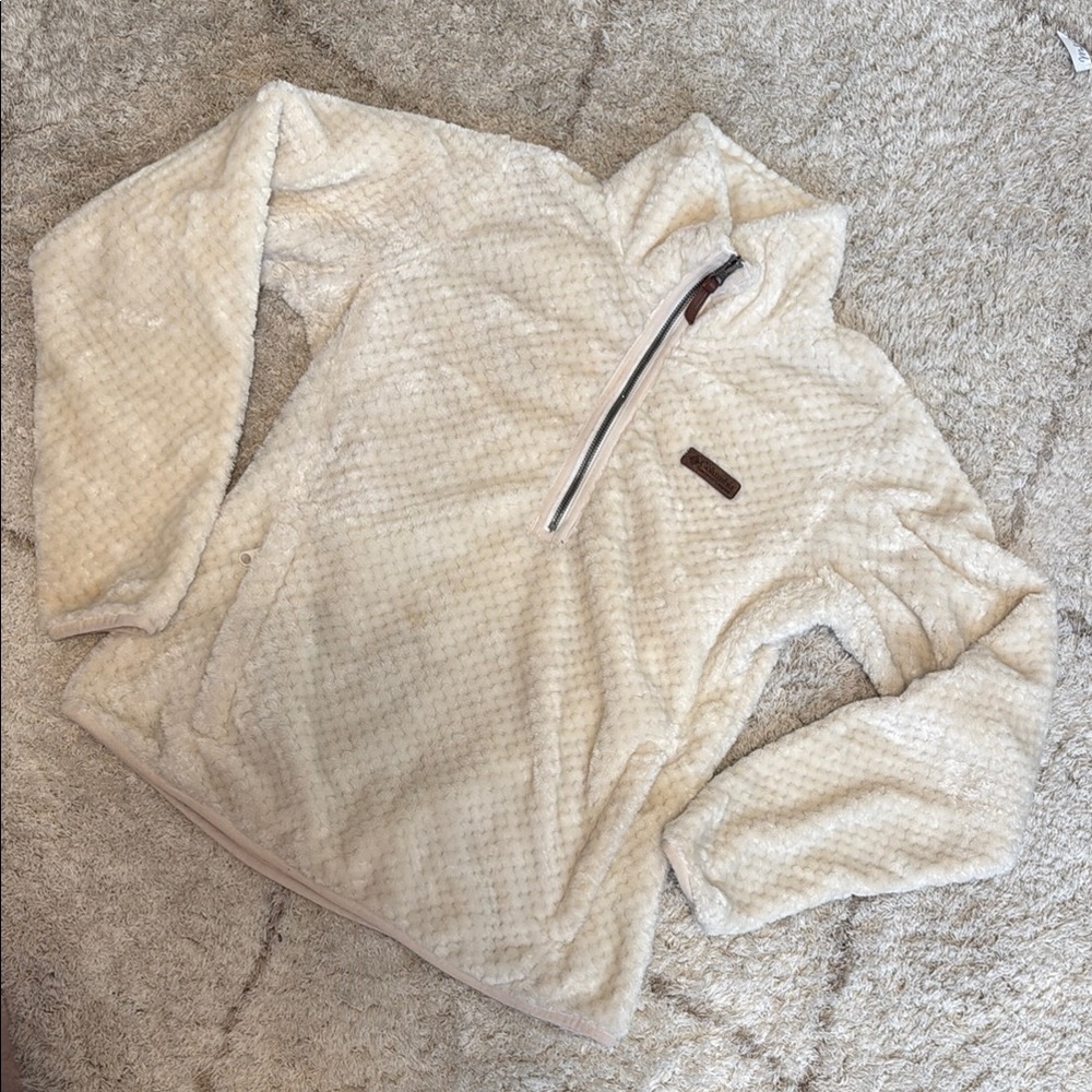 Columbia Cream Zip Up Sweater with Soft Texture